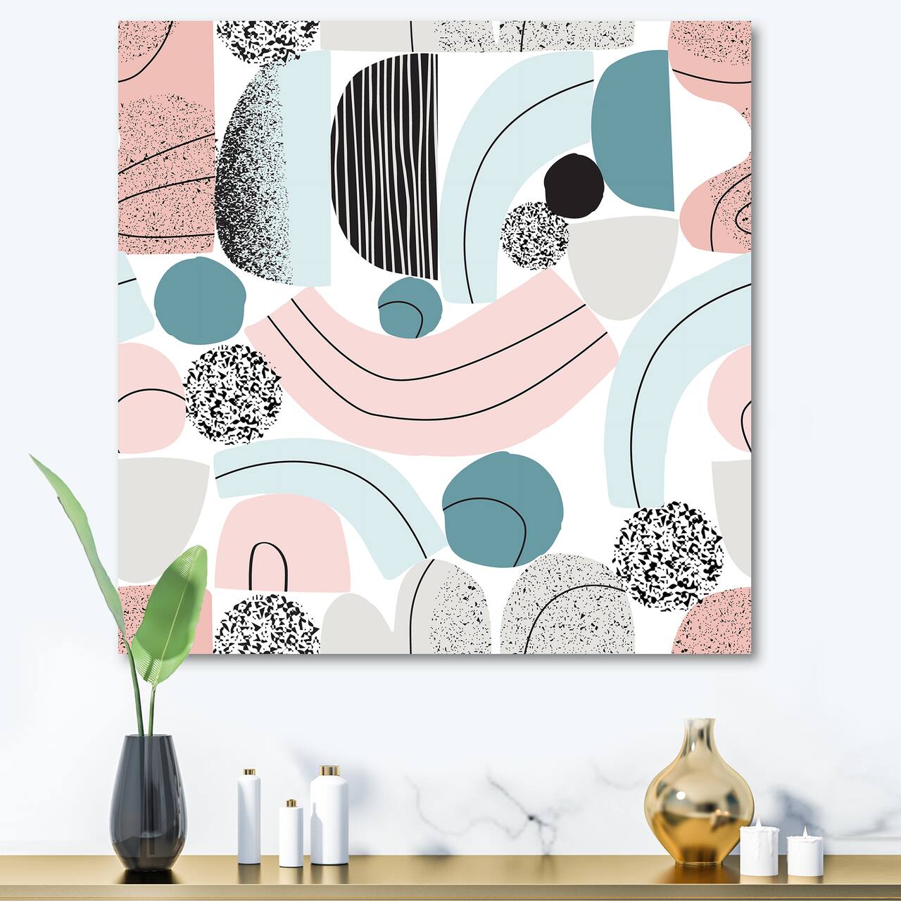 Designart - Colorful Art Collage In Pastel Colors - Modern Canvas Wall Art Print